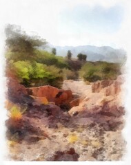 Digital painting. I'm the artist. The pictures were taken in the Wild Desert. I am the photographer.