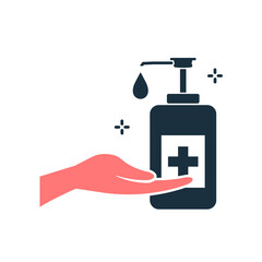 A hand with a sanitilizer vector