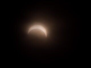 Okinawa,Japan-June 21, 2020: Partial solar eclipse observed at Miyakojima island in Okinawa, Japan, on June 21, 2020
