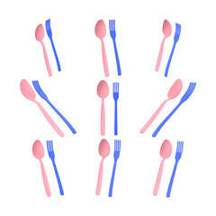 Fork-spoon 3D icon