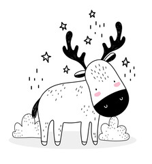 little deer stars decoration cute animals sketch wildlife cartoon adorable