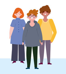 happy friendship day, man and women cartoon characters together, special event celebration