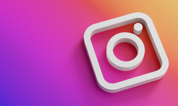 Instagram Logo Minimal Simple Design Template. Copy Space 3D