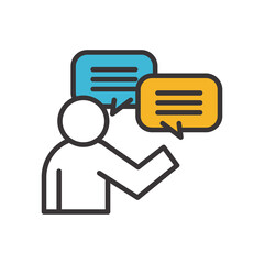 Avatar man with bubbles line and fill style icon vector design