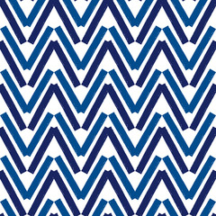 Brush strokes seamless pattern. Freehand horizontal zigzag stripes. Repeated chevron lines background. Grunge geometric