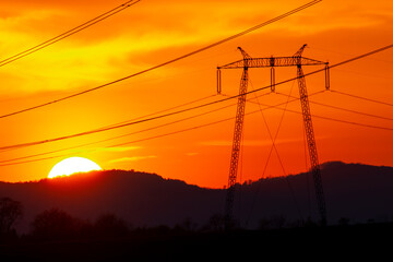 pylons at the sunset
