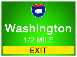 Highway signs before the exit To the state Washington Of United States on a green background vector art images Illustration