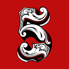 A Detailed Ornamental Number Five Anniversary Icon