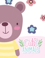 teddy bear flowers cartoon cute animal characters nature design