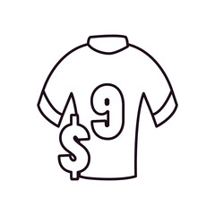 Soccer tshirt and dollar line style icon vector design