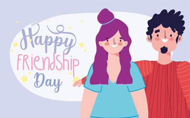 happy friendship day, man and woman special event celebration