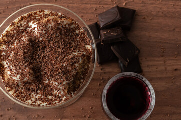tiramisu dessert on a wooden table
