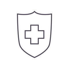 shield with cross line style icon vector design