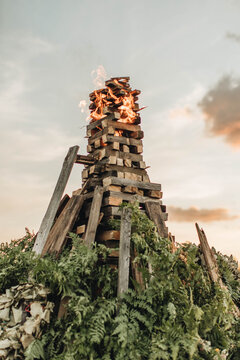 Midsummer solstice night fire (Ligo) in Latvia
