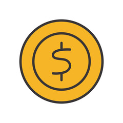 dollar coin line and fill style icon vector design