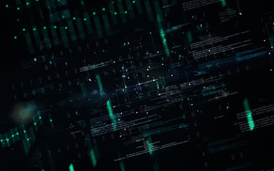 Abstract digital matrix background. Futuristic big data information technology concept. Motion graphic for abstract data center, block chain, server, internet, hi-speed.