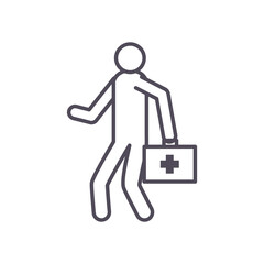 avatar doctor with kit line style icon vector design