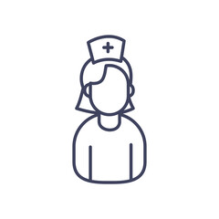 female nurse line style icon vector design