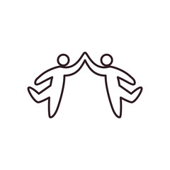 Avatars persons friends holding hands line style icon vector design