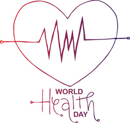 Hand drawn of World Health Day heart design, vector illustration