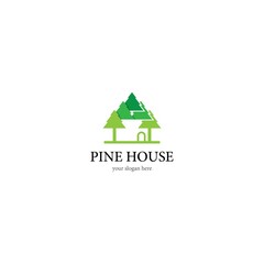 pine house logo template icon design