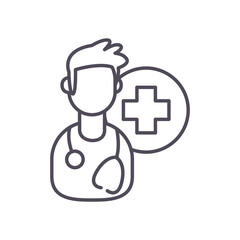 male doctor with cross line style icon vector design