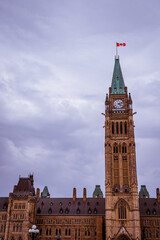Fototapeta na wymiar View of the Canadian Parliament tower