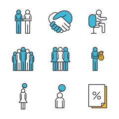 People line and fill style icon set vector design