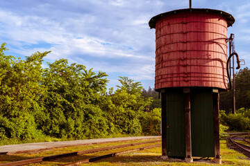 View of an old Wooden water tank in Canada
