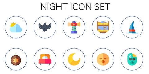 Modern Simple Set of night Vector flat Icons