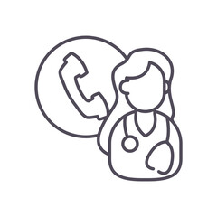 female doctor with phone line style icon vector design
