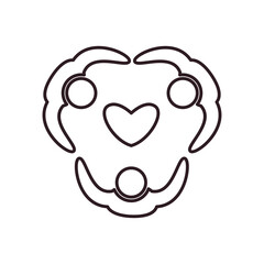 Avatars persons friends with heart line style icon vector design