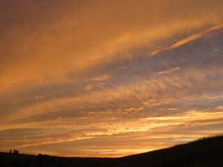 Red sky at sunset on a summer evening