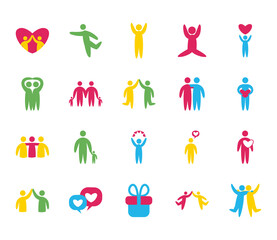 Friends flat style icon set vector design