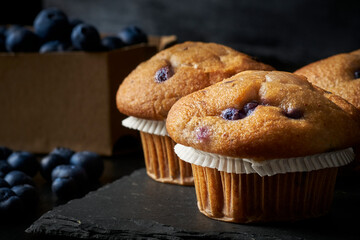 Blueberry and raspberry muffins. Mixed berry muffins 