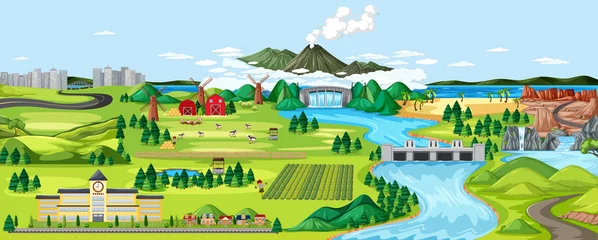 Poster Agriculture rural landscape scene © blueringmedia