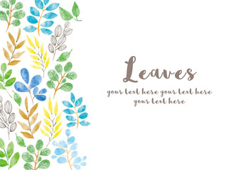 色んな葉っぱ_フレーム_水彩02