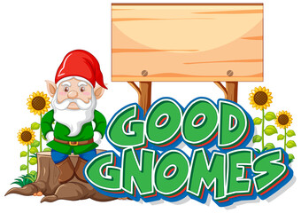 Good gnomes logo with blank banner on white background