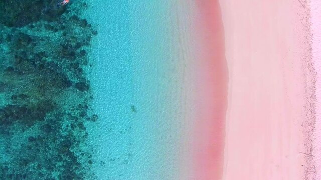 Aerial Pink Beach Indonesia