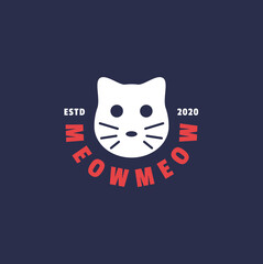 Cat Head Logo Icon Premium Minimal emblem design template	