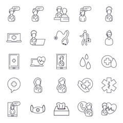 doctor and medical care line style icon set vector design