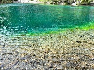 Edge of pond in mountainside