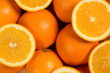 Closeup of sliced oranges on a market Backgrounds/Textures