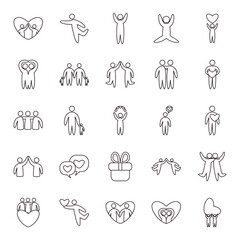 Fototapeta premium Friends line style icon set vector design