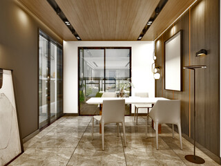 Fototapeta na wymiar 3d render of modern home living room