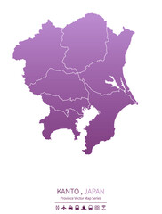 japanese provinces vector map.