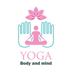 yoga logo with text space for your slogan tagline, vector illustration