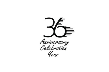 36 year anniversary celebration Block Black Colors Design logotype. anniversary logo Black color isolated on White background, vector design for celebration, invitation card, and greeting card-Vector