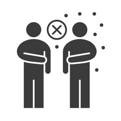 covid 19 coronavirus social distancing prevention, avoid contact with others, outbreak spreading vector silhouette style icon