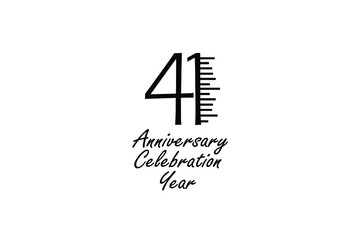 41 year anniversary celebration Block Black Colors Design logotype. anniversary logo Black color isolated on White background, vector design for celebration, invitation card, and greeting card-Vector